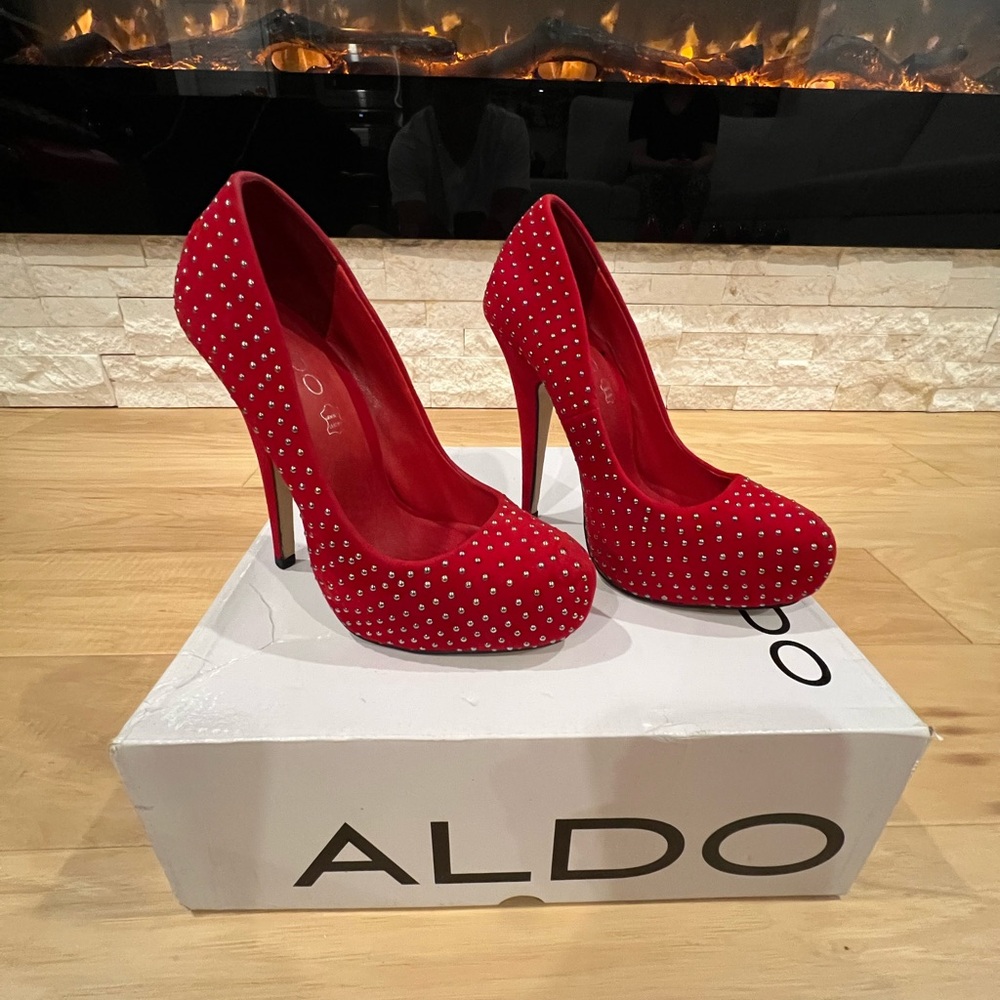 Aldo Red Studded Women's Heels